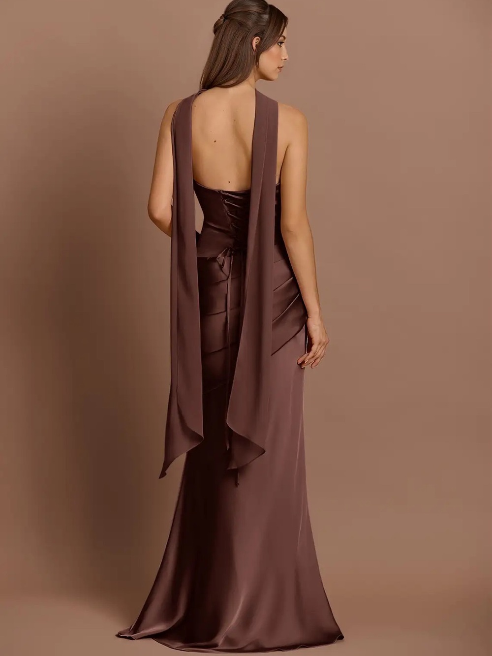 Azazie Atelier Pelagia Mocha Coco Maxi Dress - Picture 5 of 9